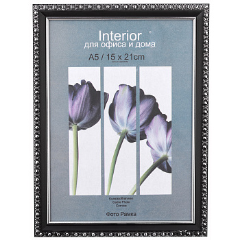 15x21 (А5) 989-S черный, с пластиком и серебряным кантом (арт.5-46031)