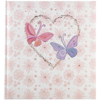 Сердце с бабочками 60 стр. 26x30 под уголки, бело-розовый 8165 (арт.5-40732)