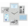 Мультирамка-часы настенные 46x54 на 6 фото 10x15 МДФ серый W07369 (арт.5-40795)