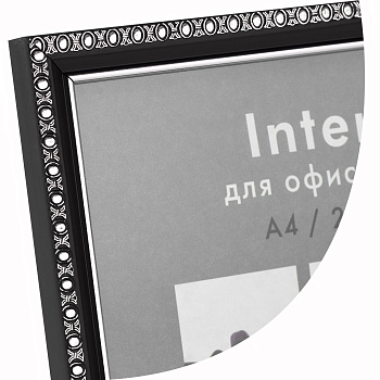 21x30 (A4) 989-S черный, с пластиком и серебряным кантом (арт.5-46032)